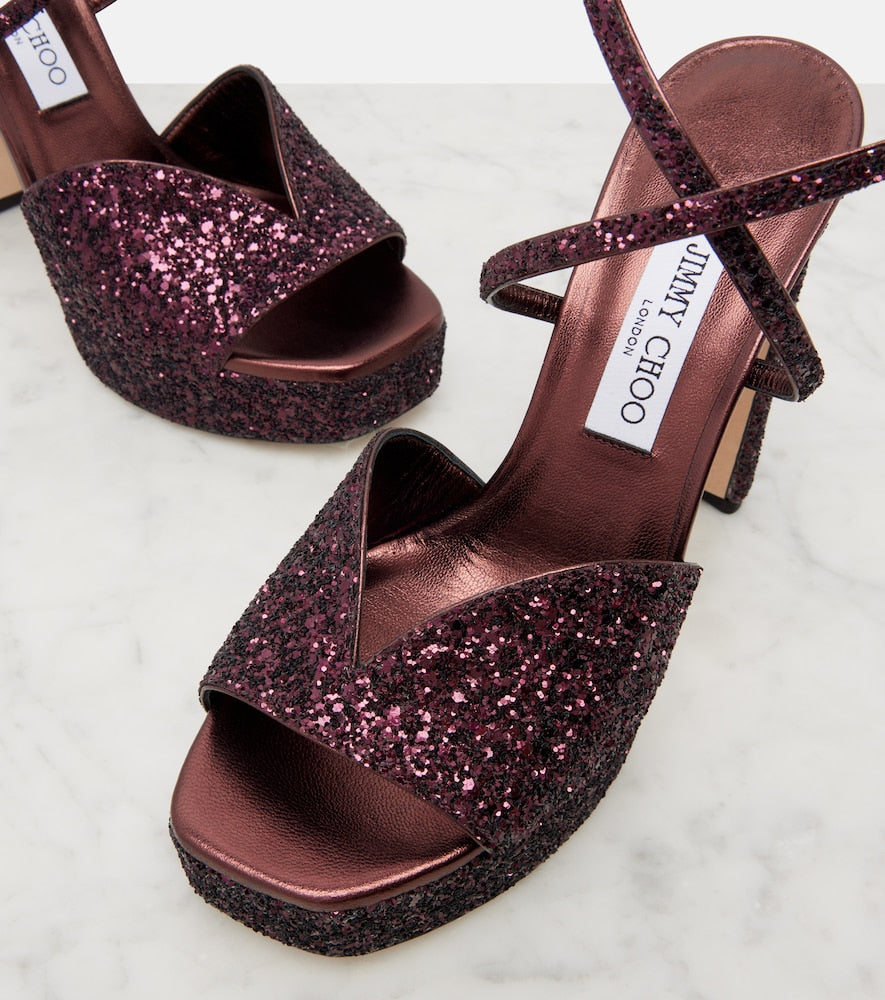 Jimmy Choo Karli 125 glitter platform sandals