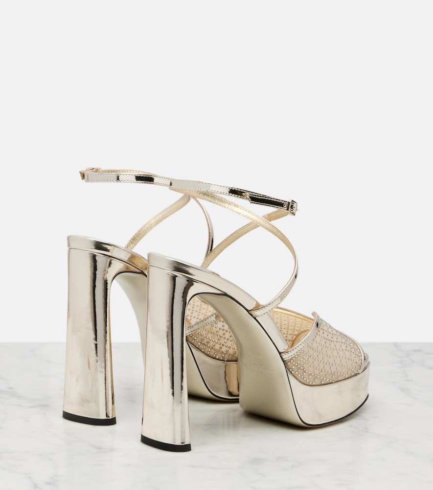 Jimmy Choo Karli 125 mesh and leather platform sandals