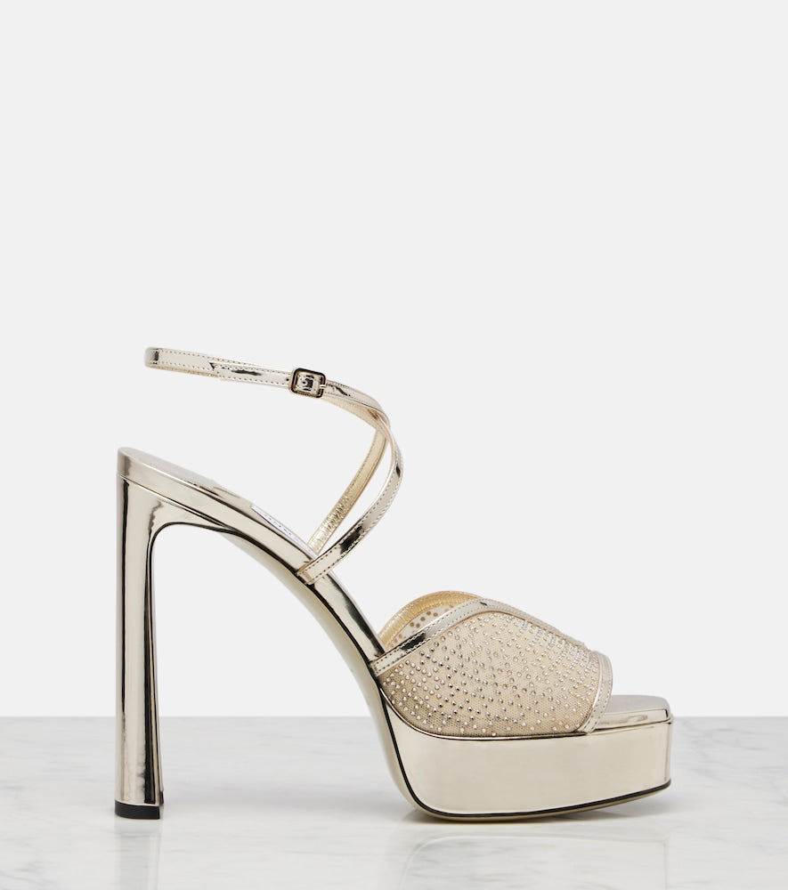 Jimmy Choo Karli 125 mesh and leather platform sandals