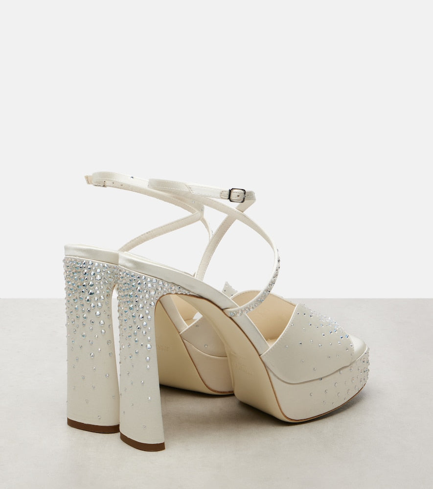 Jimmy Choo Karli embellished satin platform sandals
