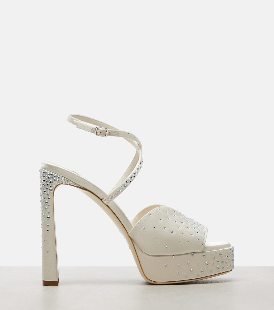 Jimmy Choo Karli embellished satin platform sandals