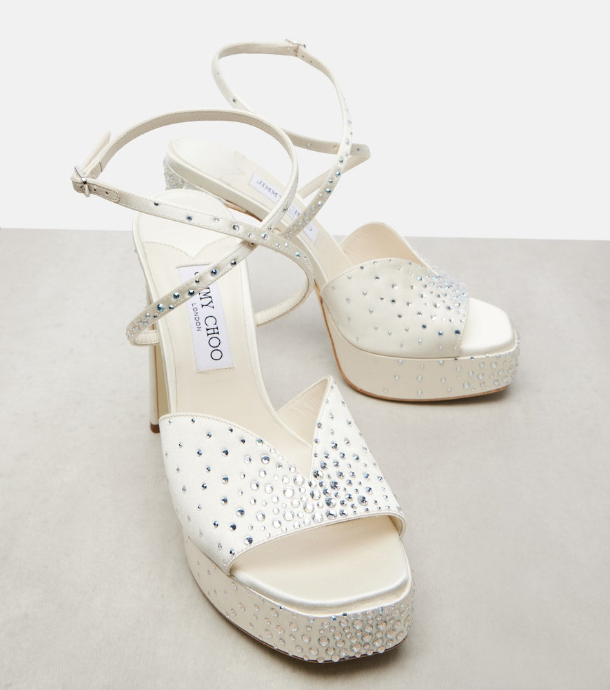 Jimmy Choo Karli embellished satin platform sandals