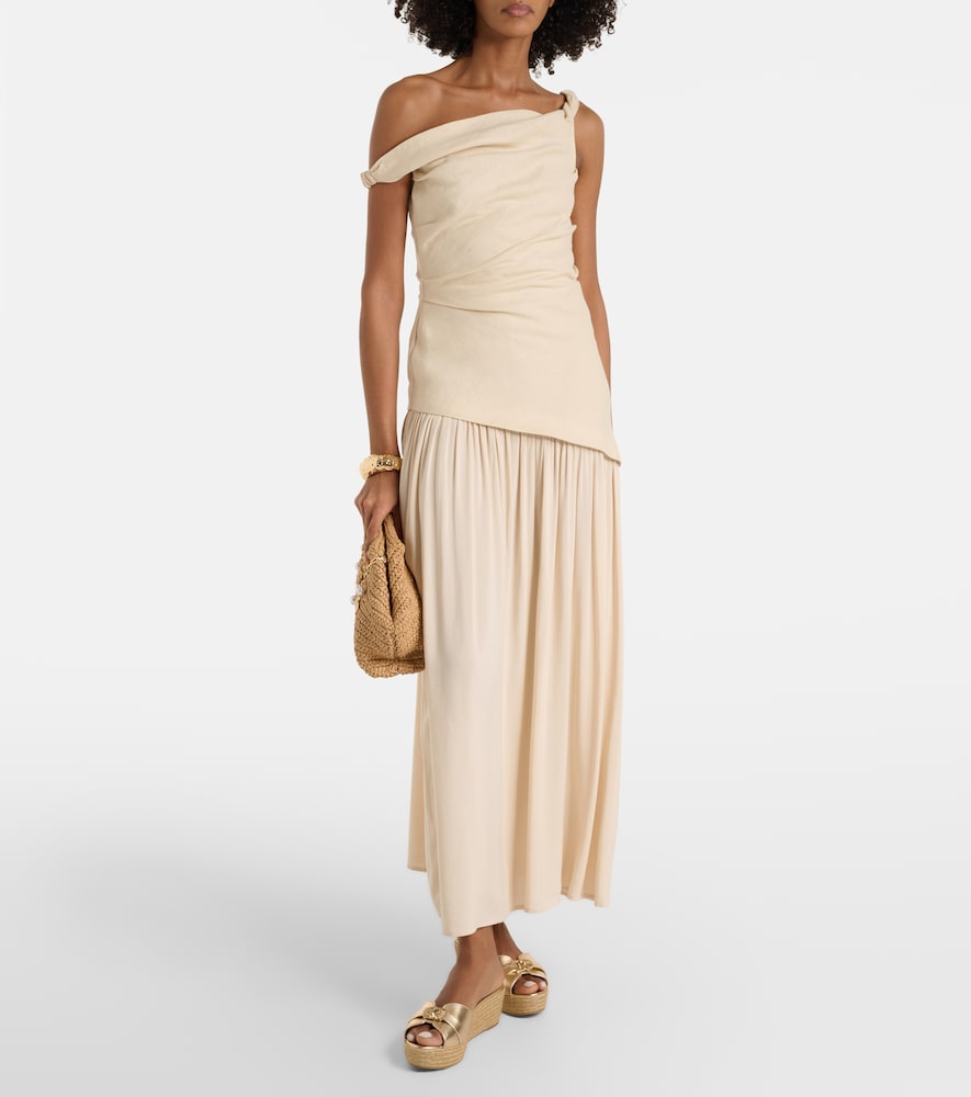Jimmy Choo Leda metallic leather espadrille wedges