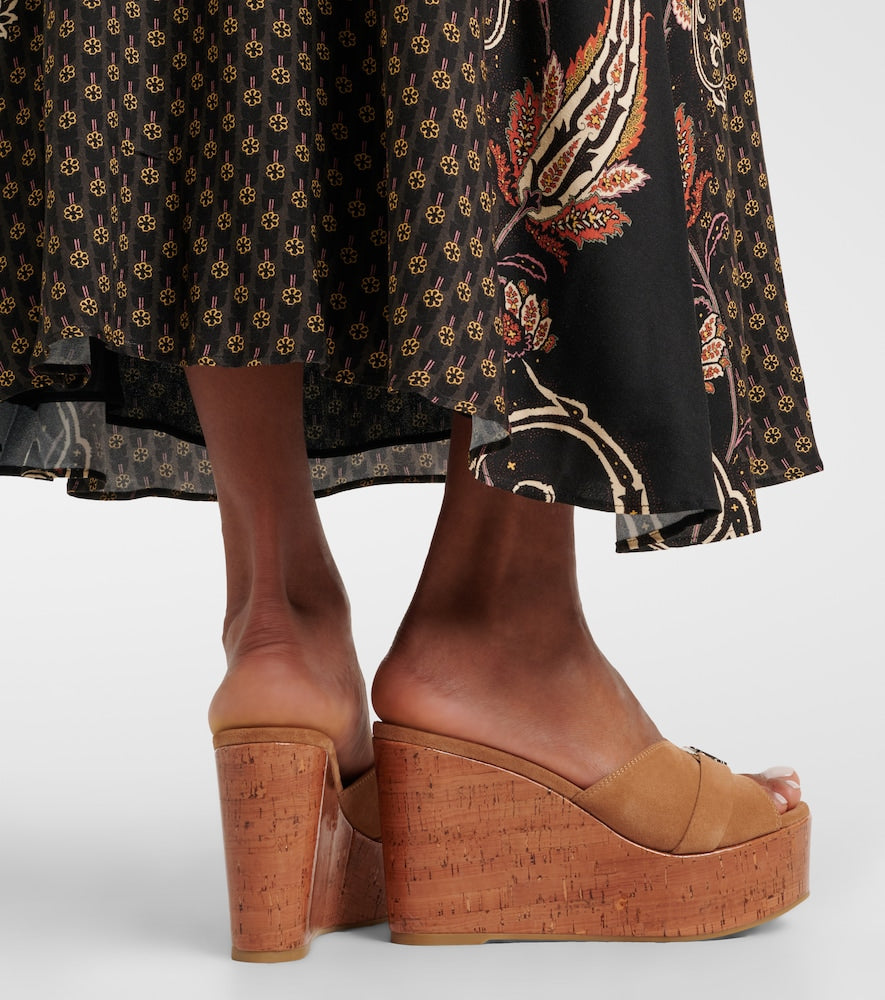 Jimmy Choo Leda suede wedge mules