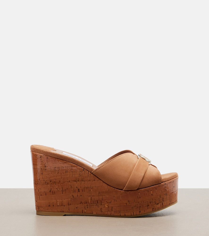 Jimmy Choo Leda suede wedge mules