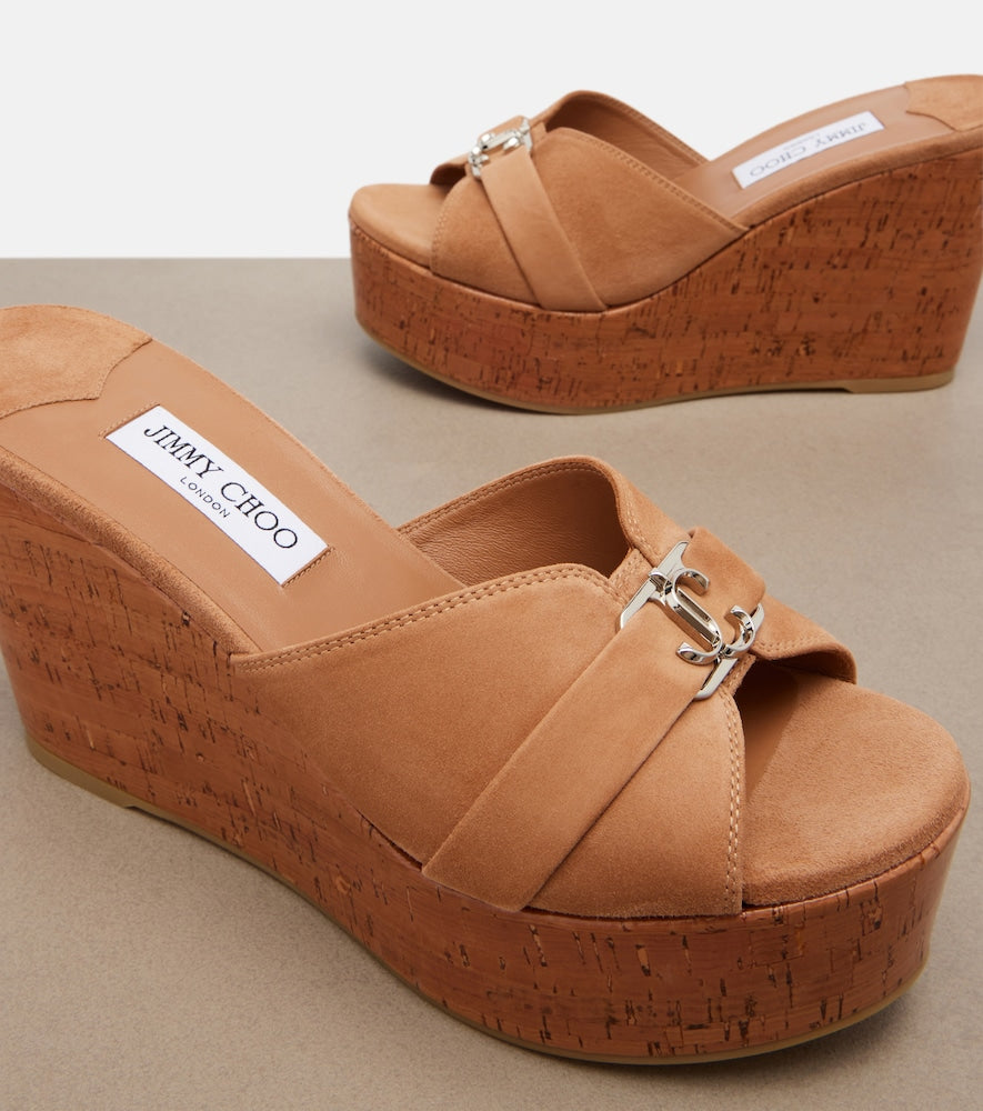 Jimmy Choo Leda suede wedge mules