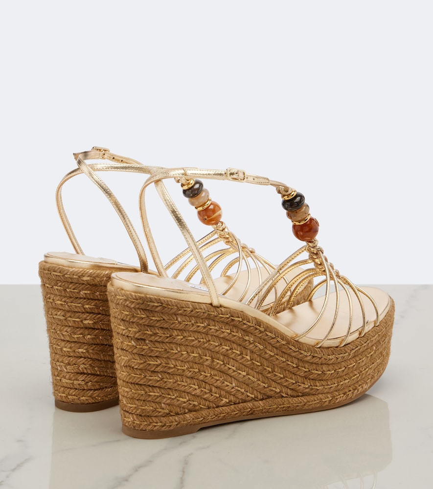 Jimmy Choo Lemi embellished leather wedge sandals