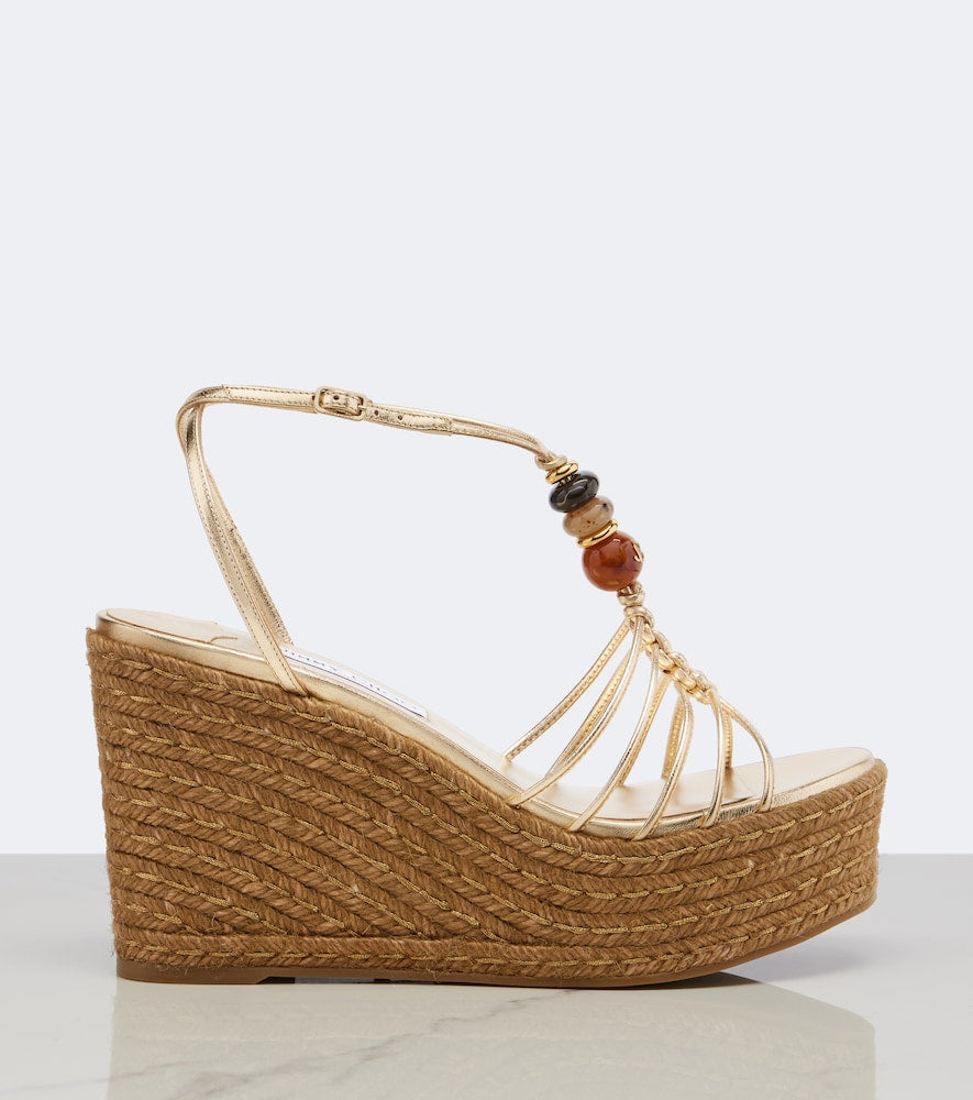 Jimmy Choo Lemi embellished leather wedge sandals