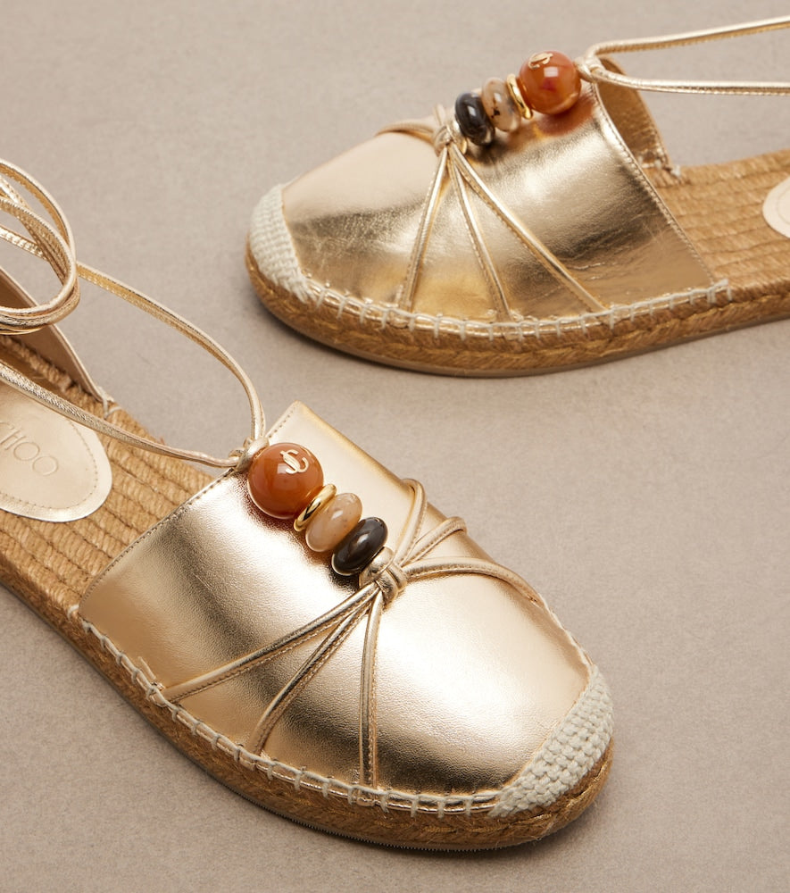 Jimmy Choo Lemi embellished metallic leather espadrilles