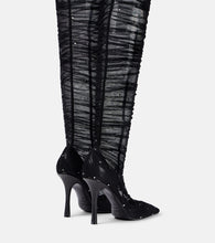 Jimmy Choo Lotta 100 embellished tulle over-the-knee boots