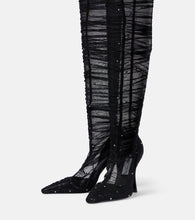 Jimmy Choo Lotta 100 embellished tulle over-the-knee boots