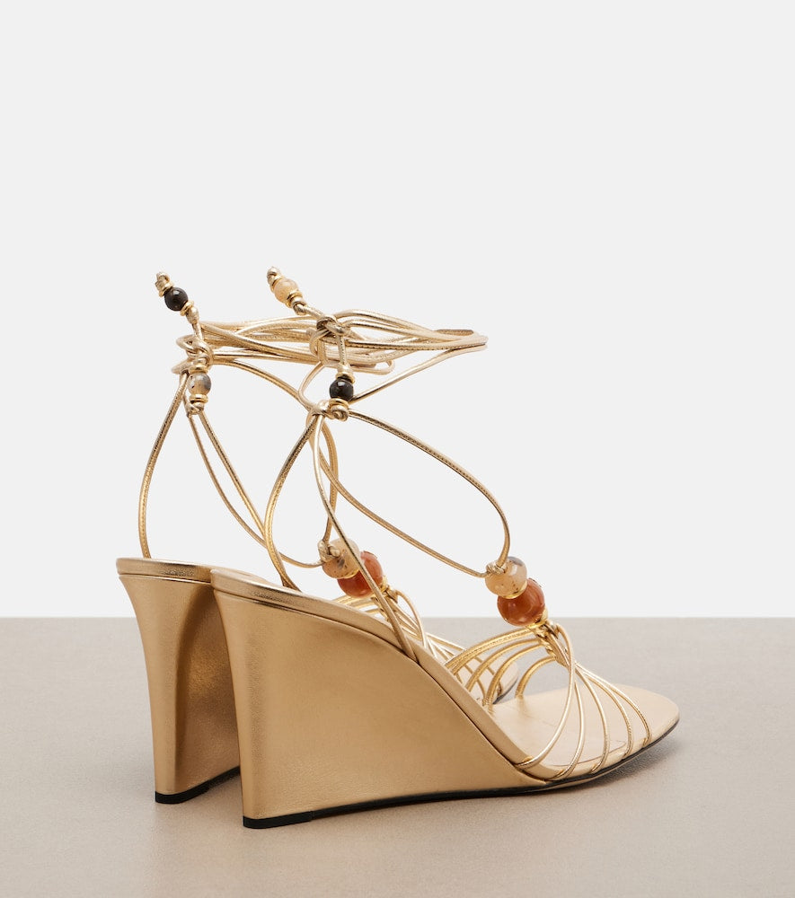 Jimmy Choo Lova embellished leather wedge sandals