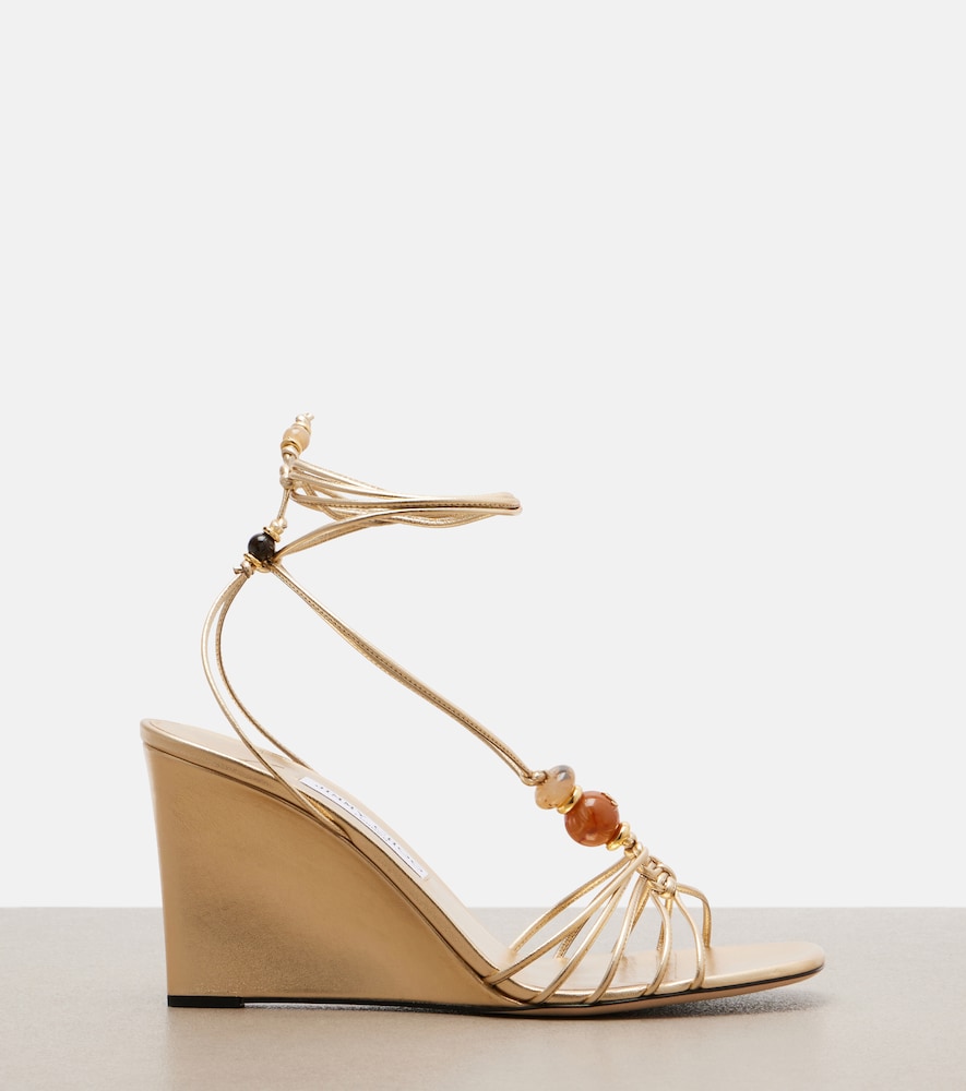Jimmy Choo Lova embellished leather wedge sandals