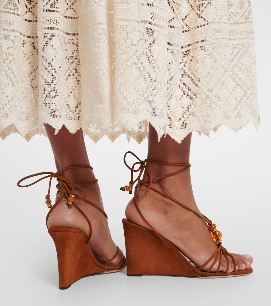 Jimmy Choo Lova embellished suede wedge sandals