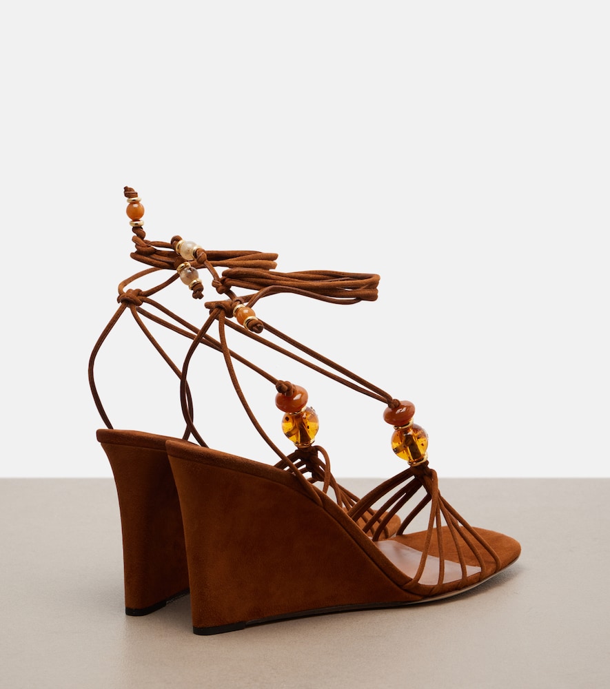 Jimmy Choo Lova embellished suede wedge sandals