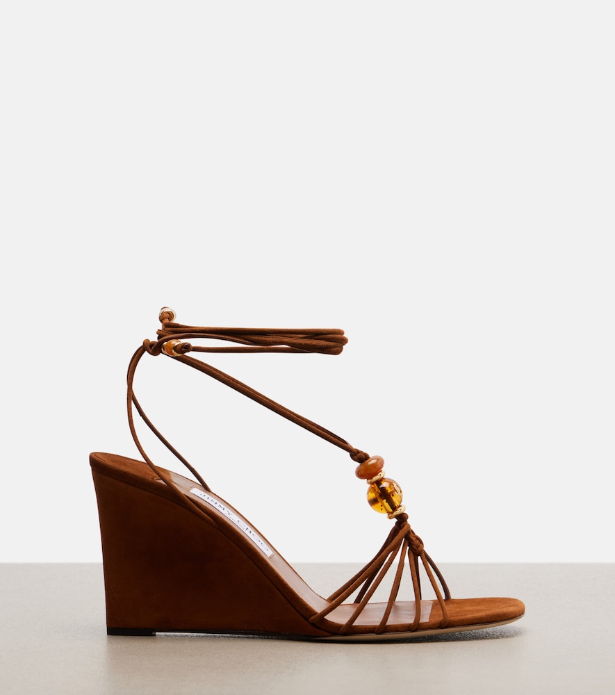 Jimmy Choo Lova embellished suede wedge sandals