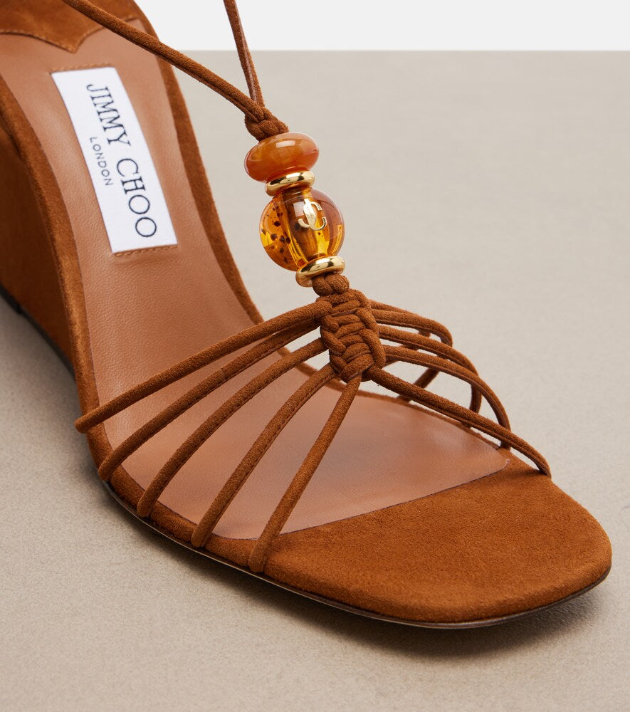Jimmy Choo Lova embellished suede wedge sandals