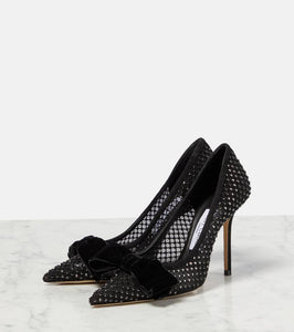 Jimmy Choo Love 100 embellished mesh pumps