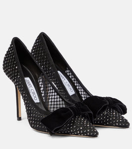 Jimmy Choo Love 100 embellished mesh pumps
