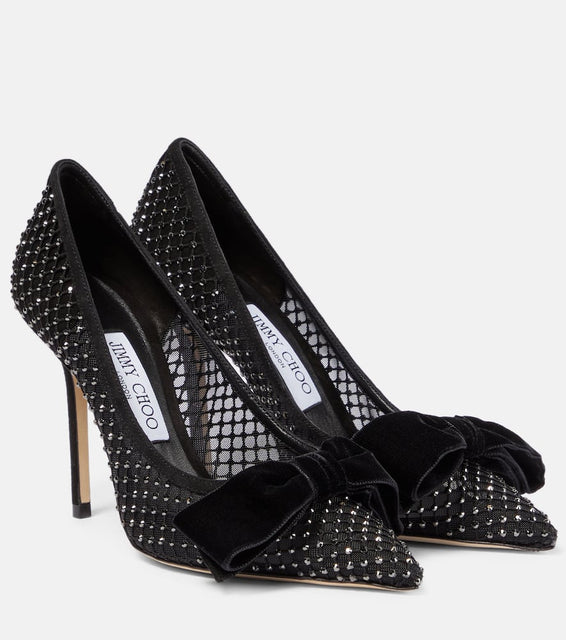 Jimmy Choo Love 100 embellished mesh pumps