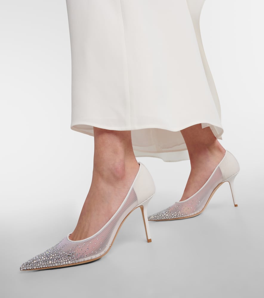 Jimmy Choo Love 85 crystal-embellished mesh pumps