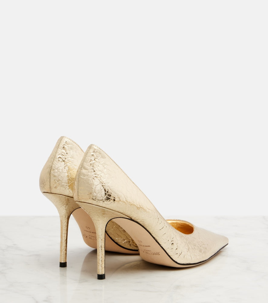 Jimmy Choo Love 85 metallic-effect pumps