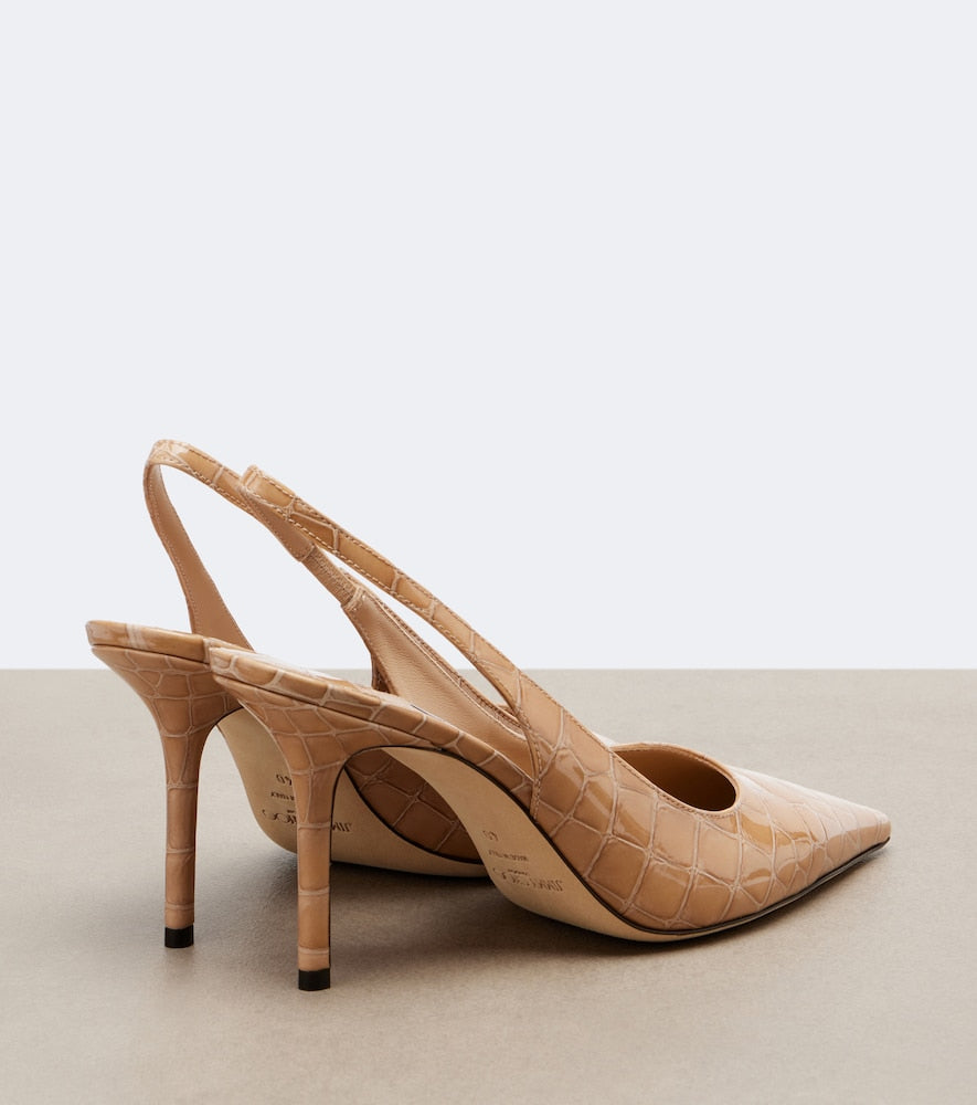Jimmy Choo Love croc-effect leather slingback pumps