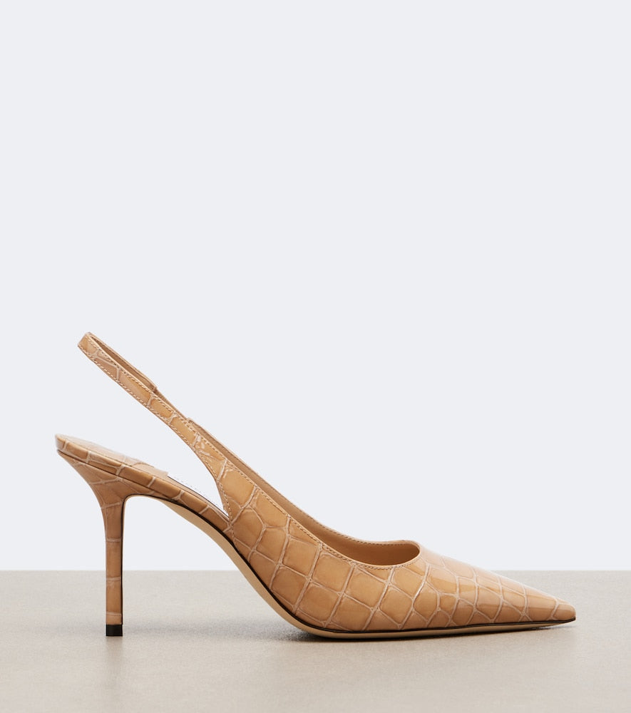 Jimmy Choo Love croc-effect leather slingback pumps