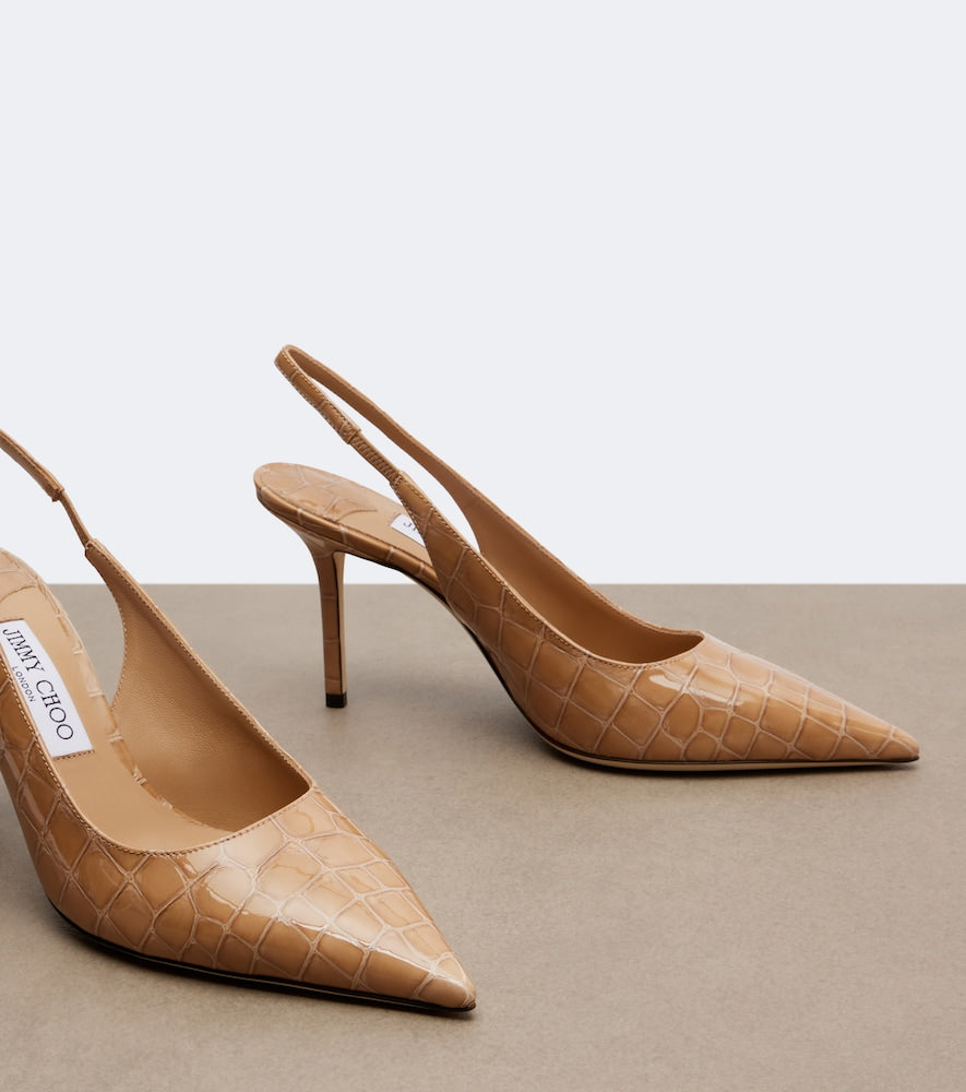 Jimmy Choo Love croc-effect leather slingback pumps