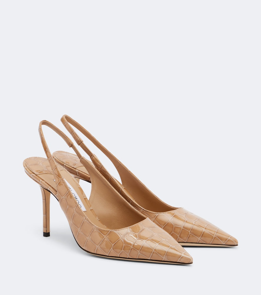 Jimmy Choo Love croc-effect leather slingback pumps