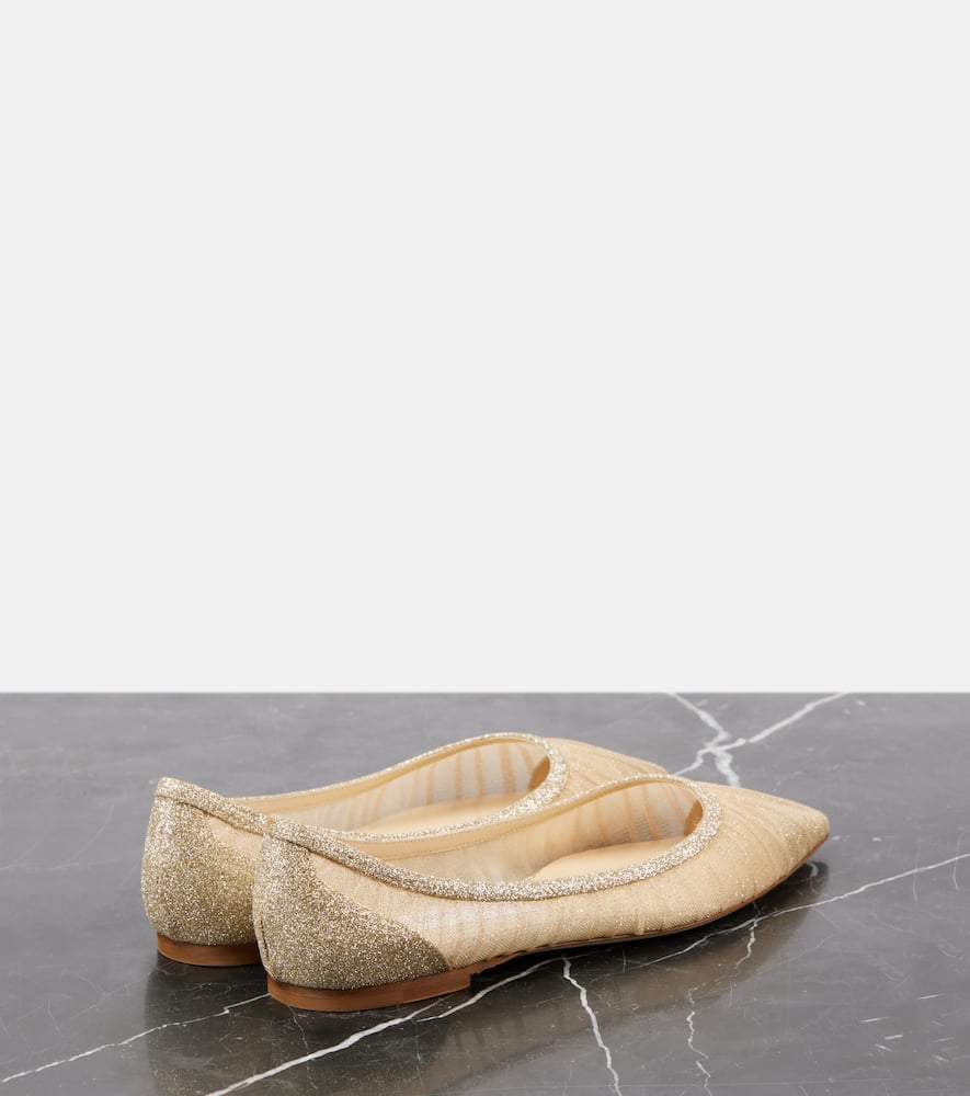 Jimmy Choo Love glitter tulle ballet flats