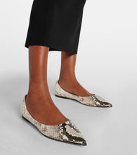 Jimmy Choo Love snake-effect leather ballet flats