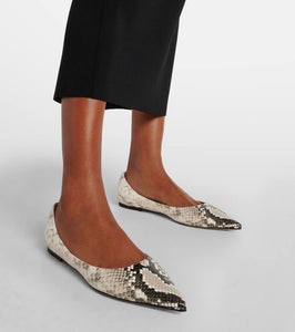 Jimmy Choo Love snake-effect leather ballet flats
