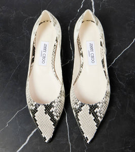 Jimmy Choo Love snake-effect leather ballet flats