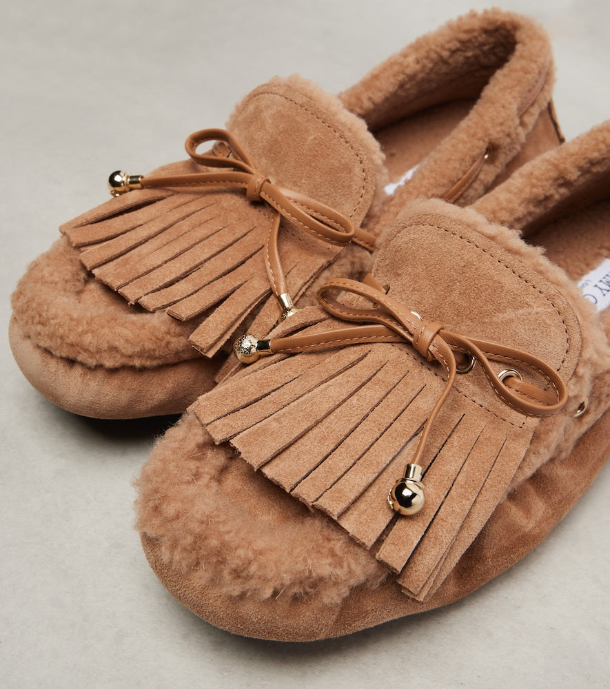 Jimmy Choo Manon F shearling-lined suede boat shoes