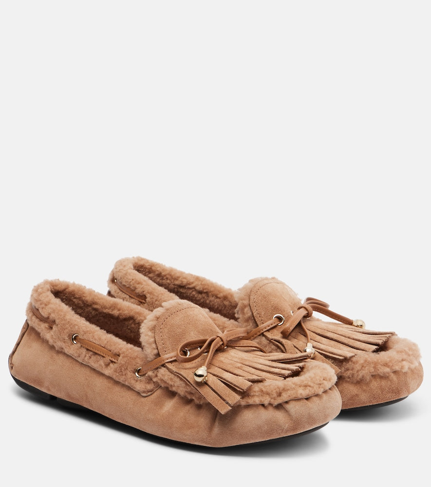 Jimmy Choo Manon F shearling-lined suede boat shoes