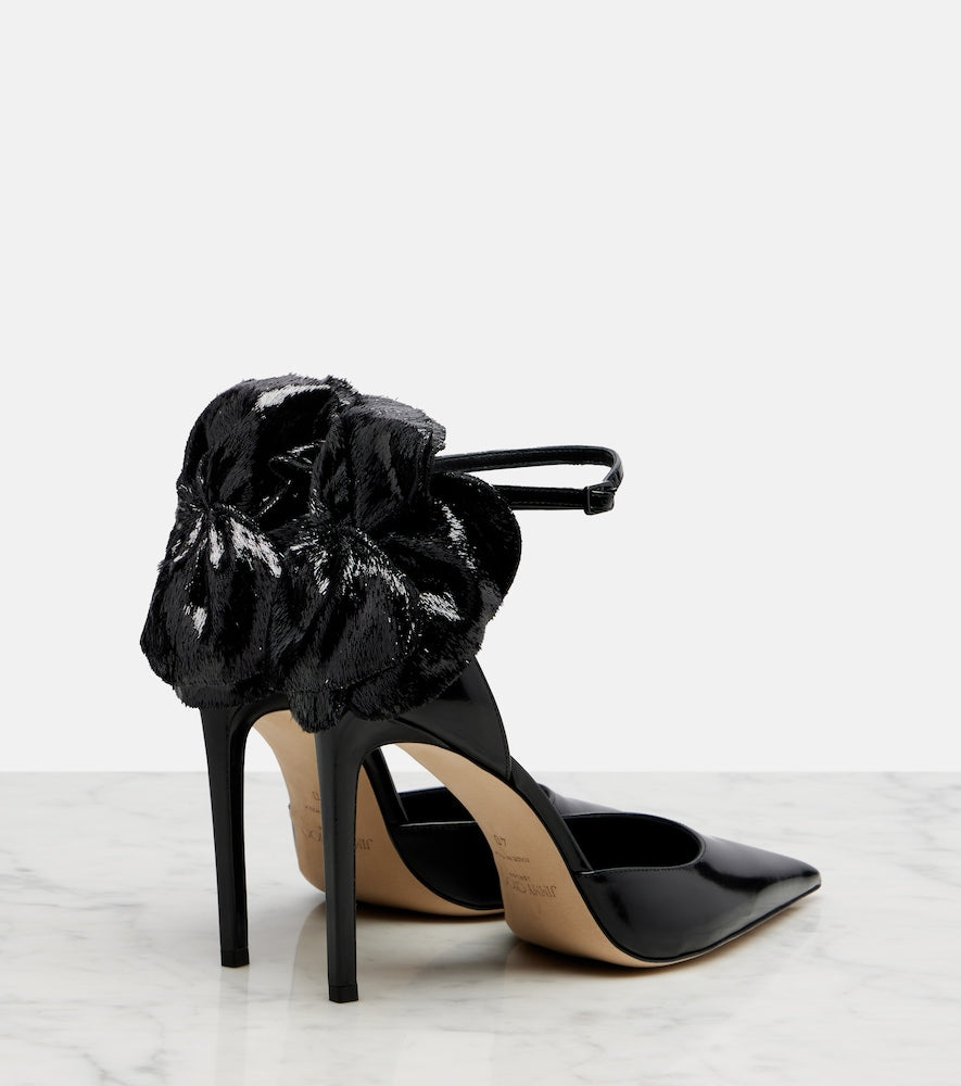 Jimmy Choo Marja 100 floral-applique leather pumps