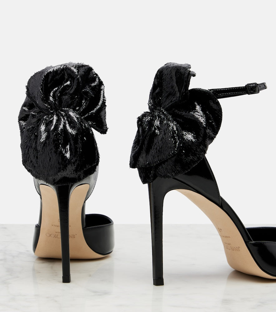 Jimmy Choo Marja 100 floral-applique leather pumps