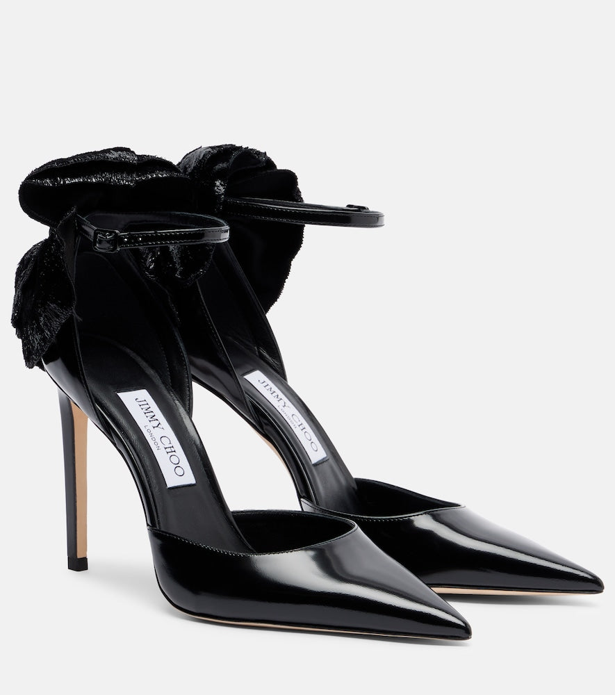 Jimmy Choo Marja 100 floral-applique leather pumps