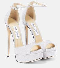 Jimmy Choo Max 150 glitter platform sandals - Jimmy Choo Max 150 亮片厚底凉鞋