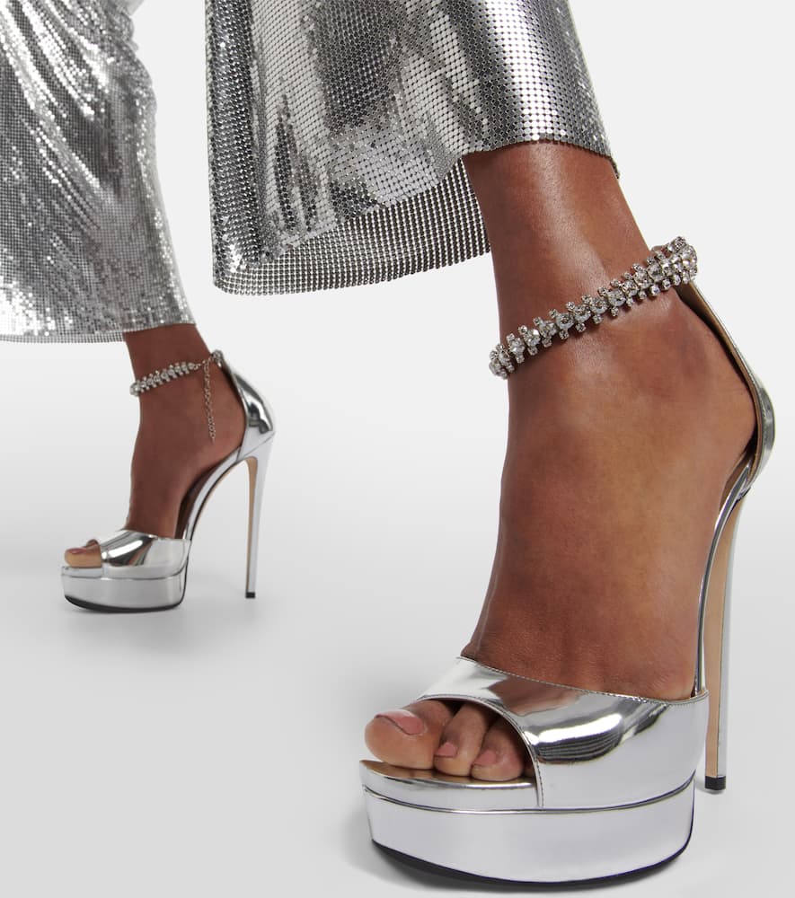 Jimmy Choo Max Bing 150 embellished leather platform sandals
