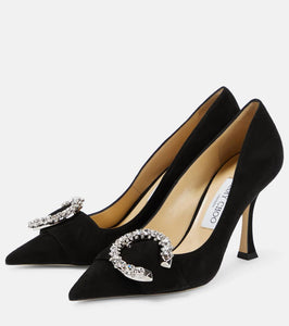 Jimmy Choo Melva 90 embellished suede pumps