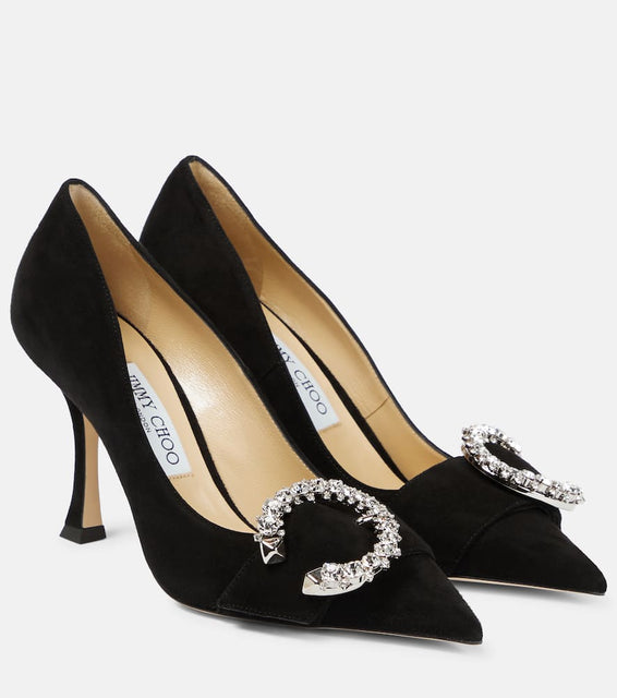 Jimmy Choo Melva 90 embellished suede pumps