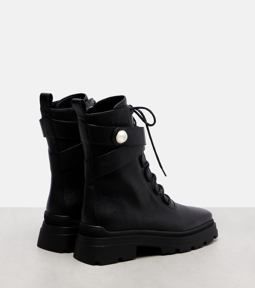 Jimmy Choo Noemi 45 leather combat boots