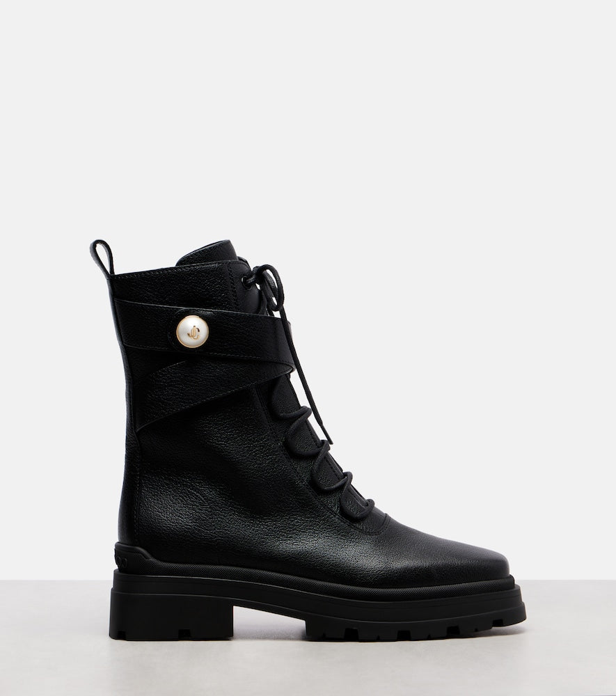 Jimmy Choo Noemi 45 leather combat boots
