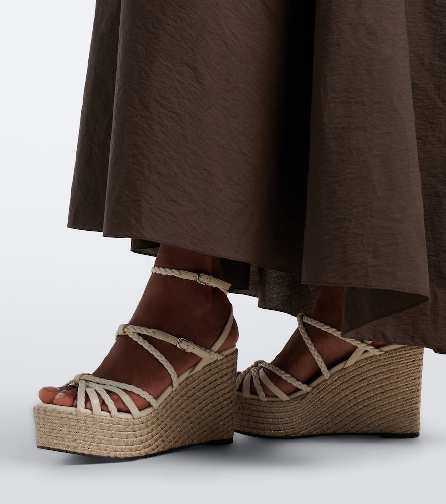 Jimmy Choo Nyra braided leather espadrille wedges