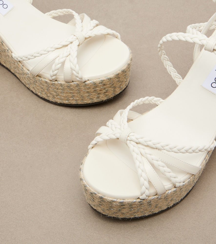 Jimmy Choo Nyra braided leather espadrille wedges