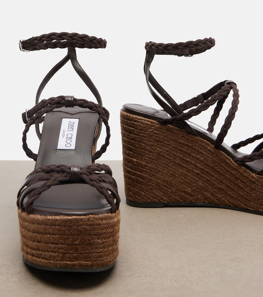 Jimmy Choo Nyra braided leather espadrille wedges