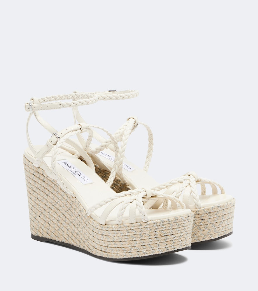 Jimmy Choo Nyra braided leather espadrille wedges