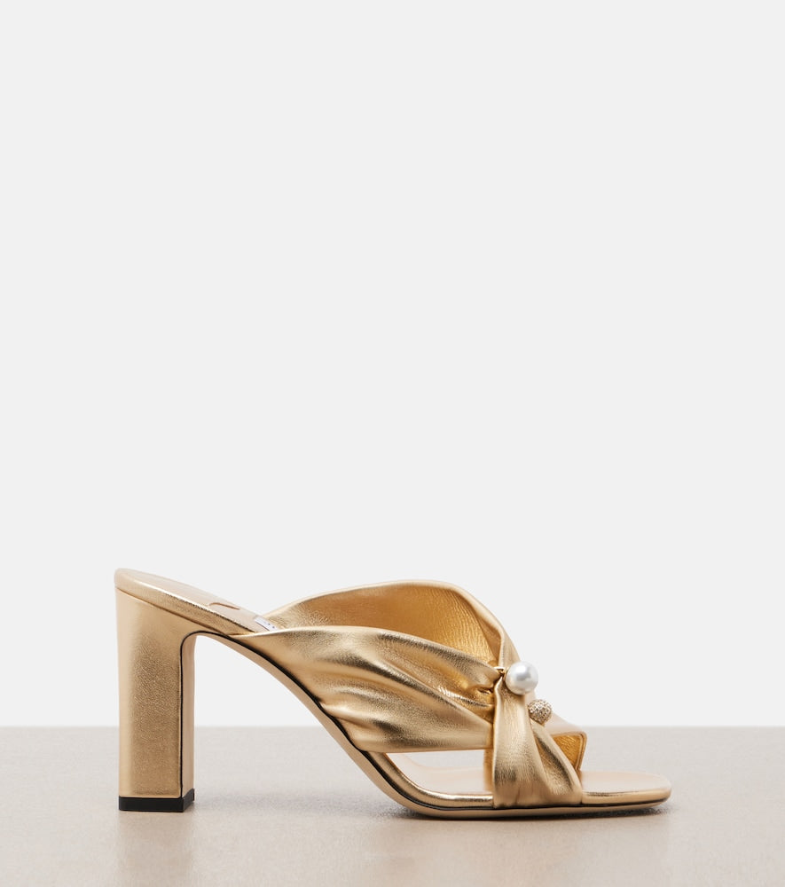 Jimmy Choo Rafi embellished metallic leather mules
